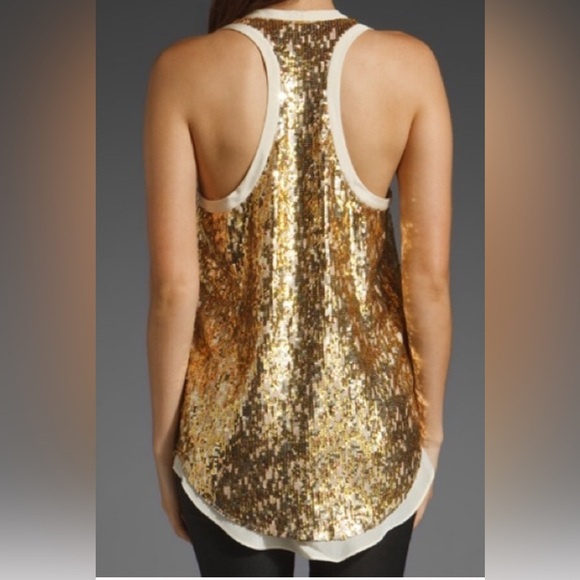 Pencey Gold Sequin Racer Back Tank Top Size XS - Picture 2 of 6